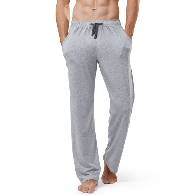 KalvonFu дизайн мужские хлопковые повседневные эластичный пояс домашние спортивные брюки с карманами для сна, низ - Цвет: Gray