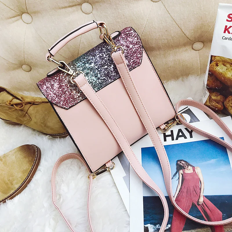 Billige MARFUNY PU Leder Frauen Rucksack Doppel Pfeil Bling Pailletten Schule Rucksäcke Für Teenager Gold Tasche Für Mädchen Rucksack Frauen Sac