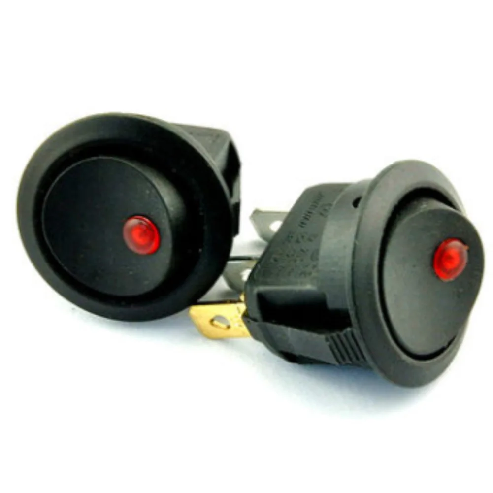 10pcs DC 12V Green LED Red Dot Light Round Rocker Toggle Switch On/Off