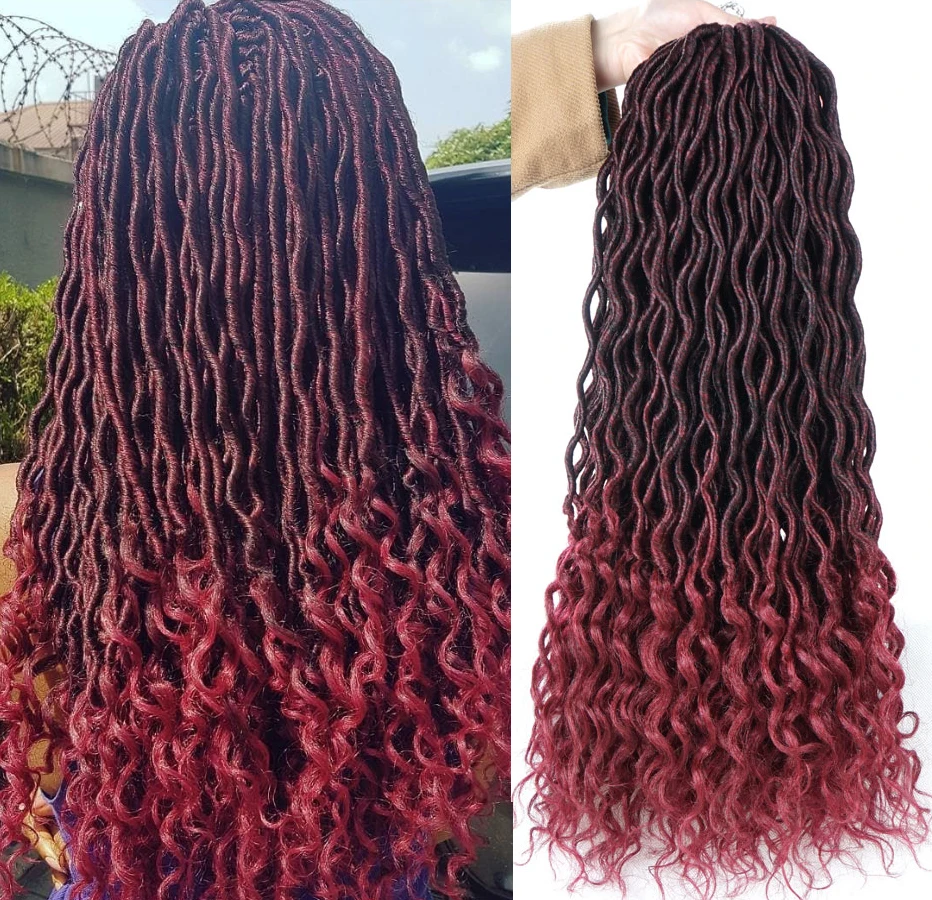 Вязание крючком богиня Locs волосы для наращивания Faux Locs Curly крючком косички Омбре синтетические плетеные волосы богемные замки за пределами красоты