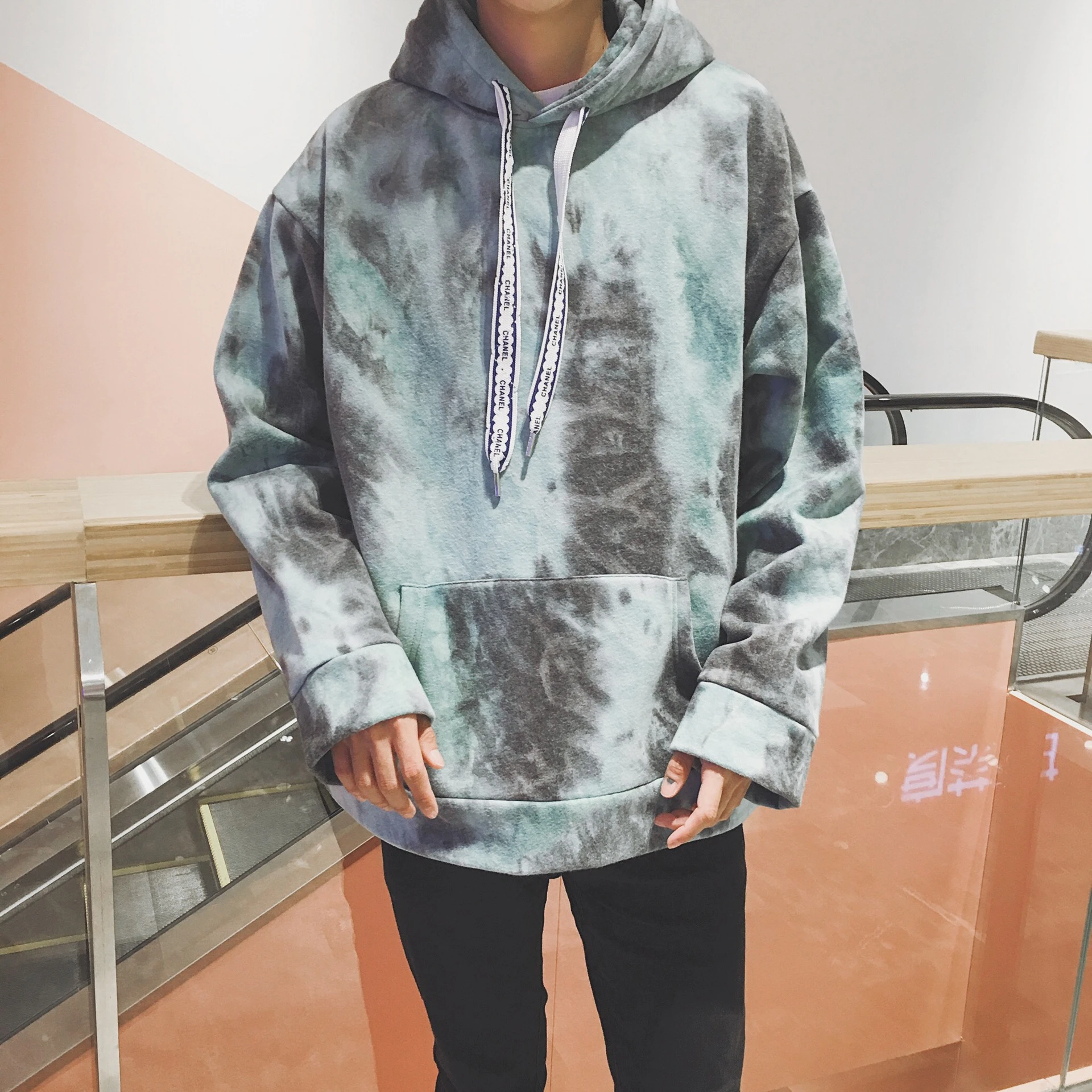 Chaqueta invierno con capucha para hombre estilo moda coreana, holgada, de manga larga, Color puro, 2018|Sudaderas con capucha y sudaderas| - AliExpress