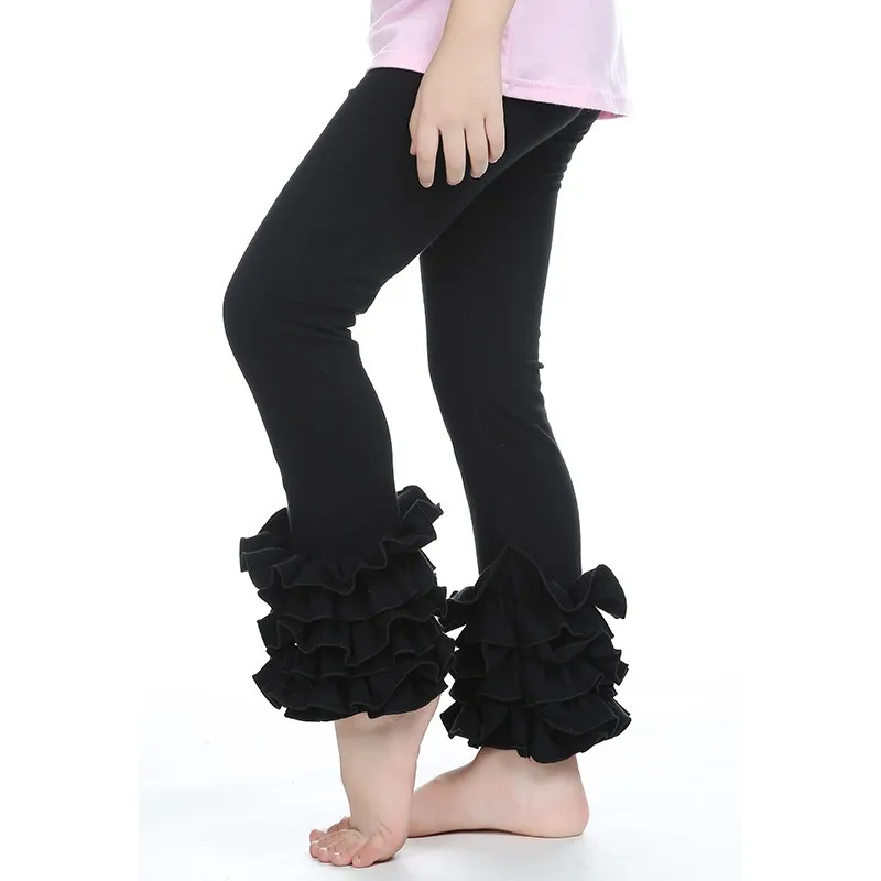 Модные леггинсы мягкие однотонные детские брюки с принтом для девочек брендовые штаны для девочек штаны с оборками для девочек леггинсы для малышей