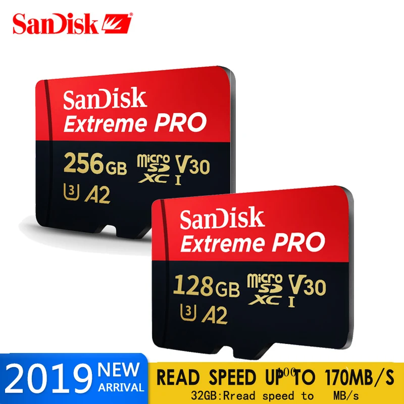 Двойной Флеш-накопитель SanDisk Extreme PRO TF/микро SD карты 128 ГБ 256 ГБ 64 Гб скорость 170 МБ/с. слот для карт памяти U3 100 МБ/с. 32 Гб телефон Камера 4K видео Запись