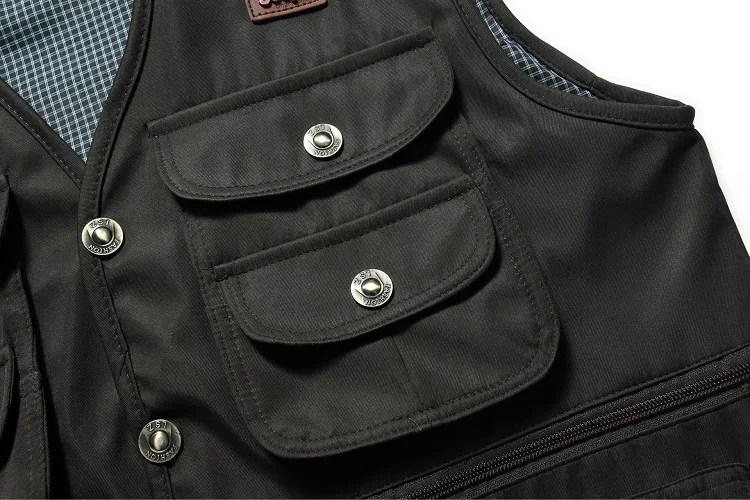 Black Friday Grandwish Mens Cotton Casual Cargo Sleeveless Vest Male Collarless Waistcoat Men Multi Pockets Zipper Vests Plus Size 4XL,DA847