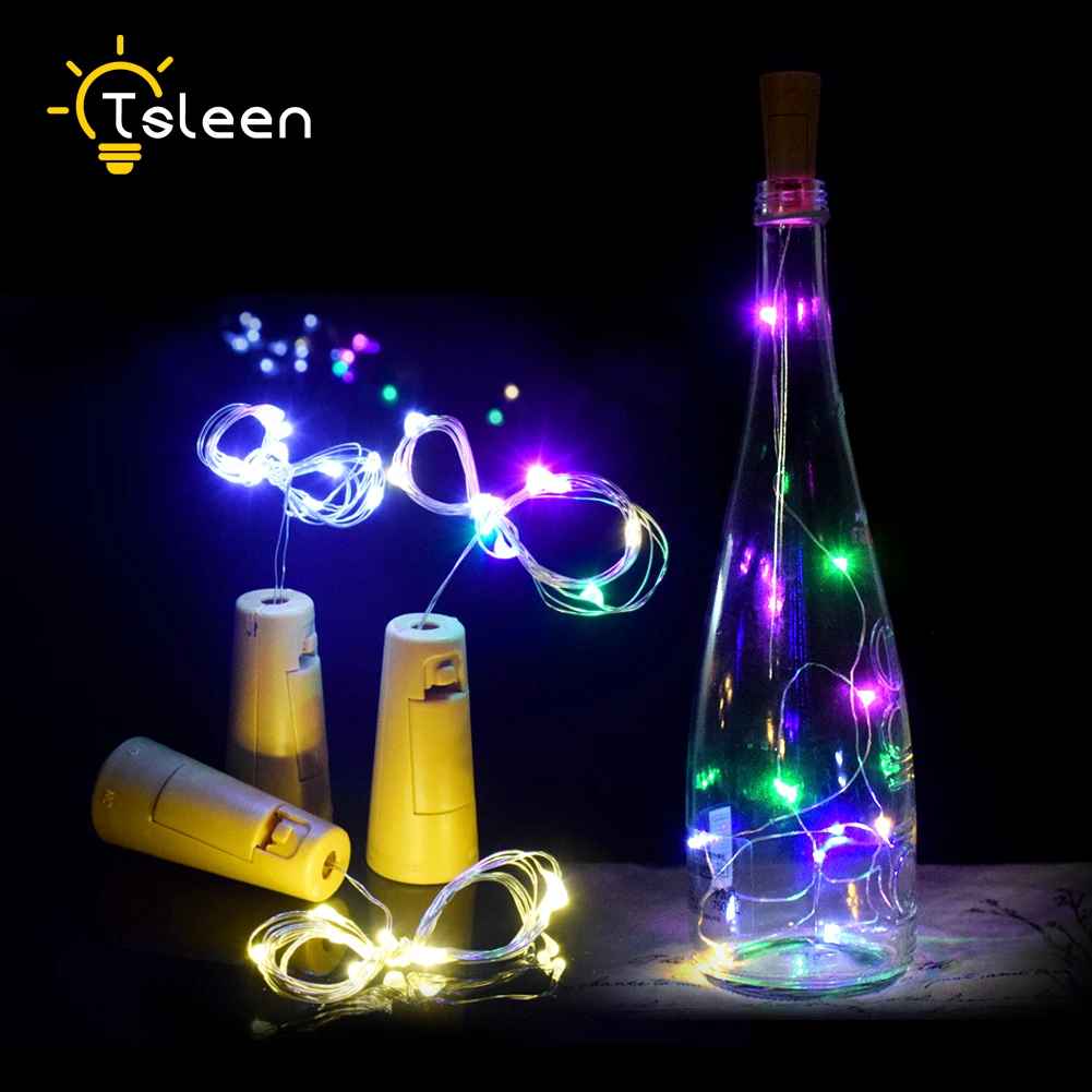 TSLEEN 10Pcs 2M 20 LED Cork Bottle Stopper Lamp Glass Wine Silver Wire