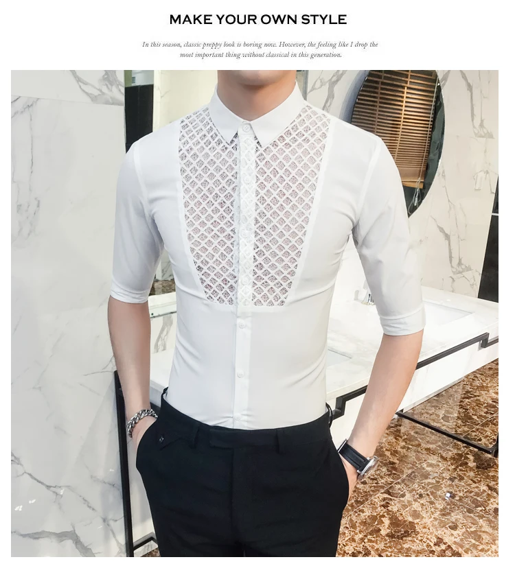 Новые летние пикантные прозрачные Social Club вечерние рубашка Для мужчин Slim Fit для свадьбы и выпускного прозрачная рубашка Chemise Homme