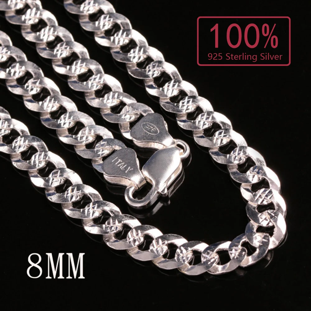 Real 925 Sterling Silver 8mm Chain 