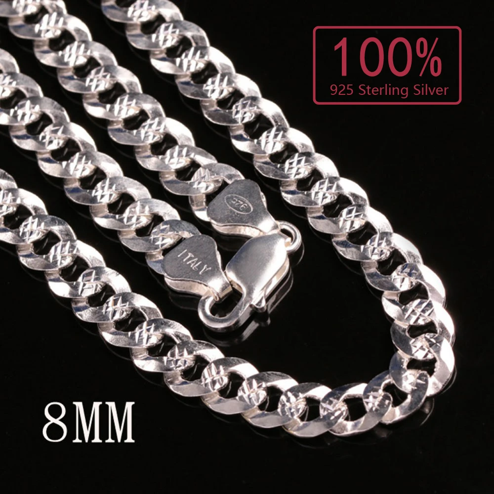 Customize 100 Real 925 Sterling Silver chain necklace Color silver