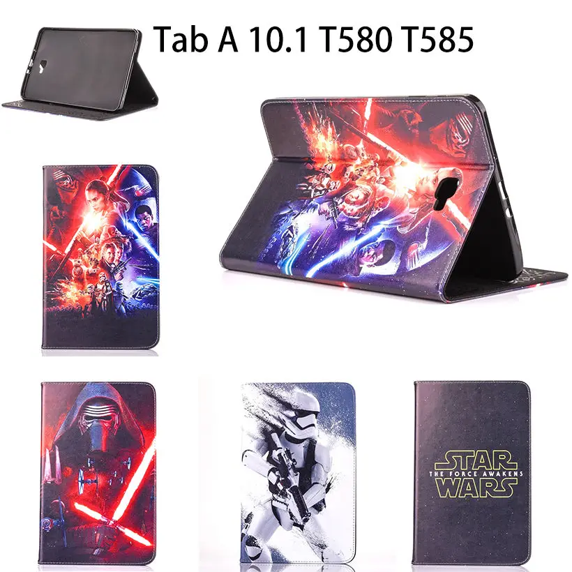 

3D science fiction movie Star Wars Case For Samsung Galaxy Tab A A6 10.1 2016 T580 T585 T580N Cover Tablet Stand Leather Funda