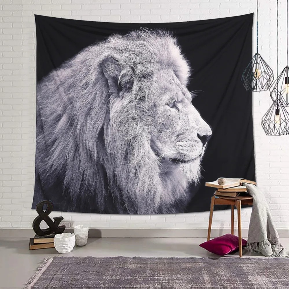 Настенный гобелен хиппи предметы интерьера на стену черный Tapisserie Tapiz Lion Arazzo