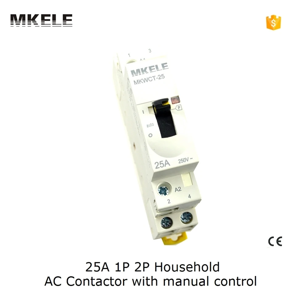MKWCT 25M 2P 25A 220В/230В 50/60 Гц din рейка AC контактор для дома 2NO с ручным управлением|contactor