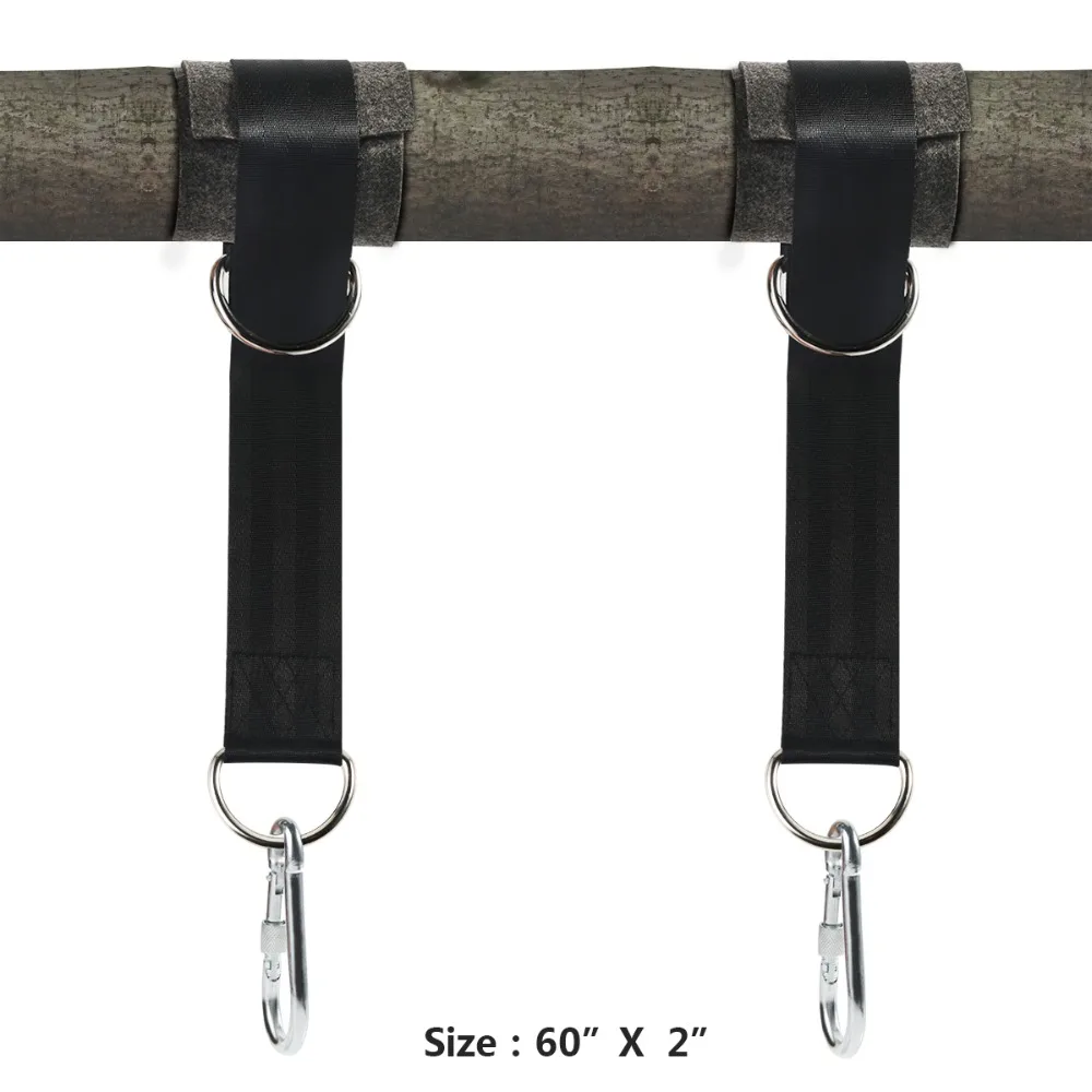 

2 Tree Swing Straps Hanging Kit Holds Max 2200 LB with Two Heavy Duty Carabiners Camping Hammock Accessories solidity Outdoor
