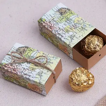 

Creative Mini Drawer Shape Pull Candy Box World Map Printing Candy Packaging Box Wedding Gift Box Event Party Supplies 50pcs