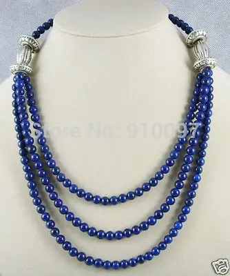

>>3S Lovely Beautiful! Tibet silver 6mm Lapis Lazuli Bead Necklace