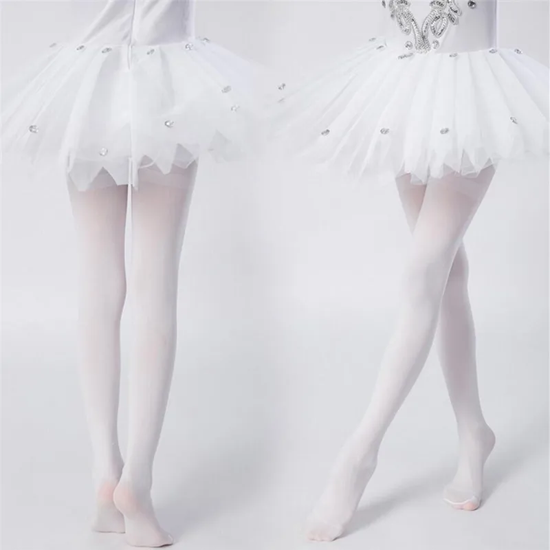 2pcs/Lot Solid Color Dance Pantyhose Stockings Girls Children's High Elastic  Velvet Dancing White Tights 3-16Y