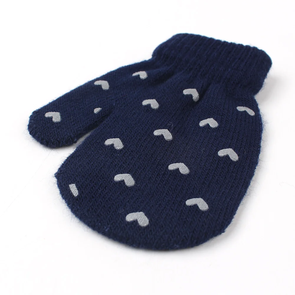 Повседневные детские перчатки с сердечками милые детские митенки для пальцев, вязаные теплые осенние женские перчатки, модные детские варежки для девочек 2-4 лет