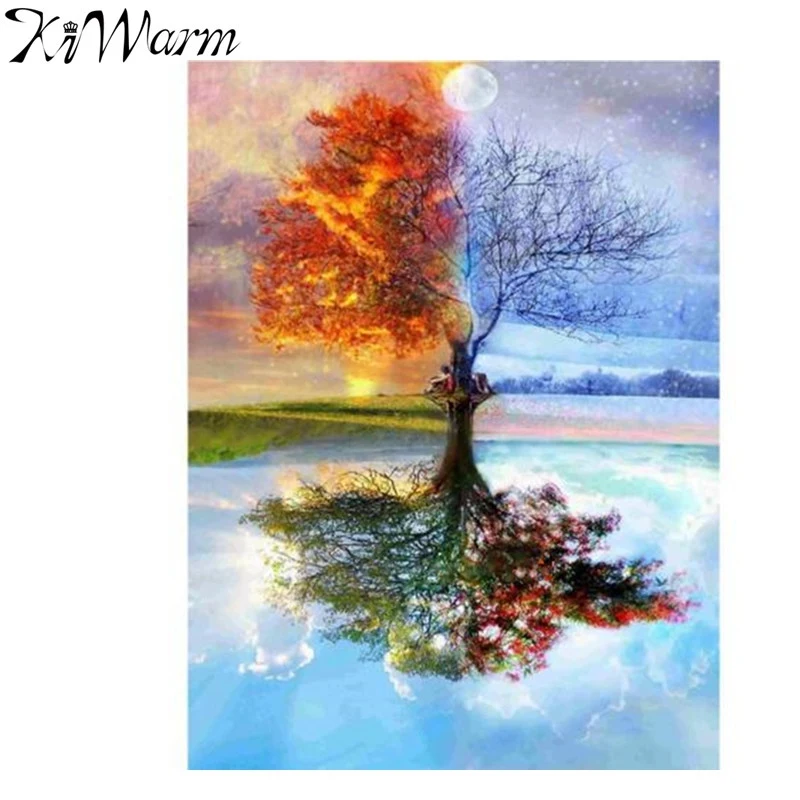 

5D Four Seasons Wishing Tree Pattern Diamond Embroidery Cross Stitch Painting Diamond Inlay Paste For Household Home Decor