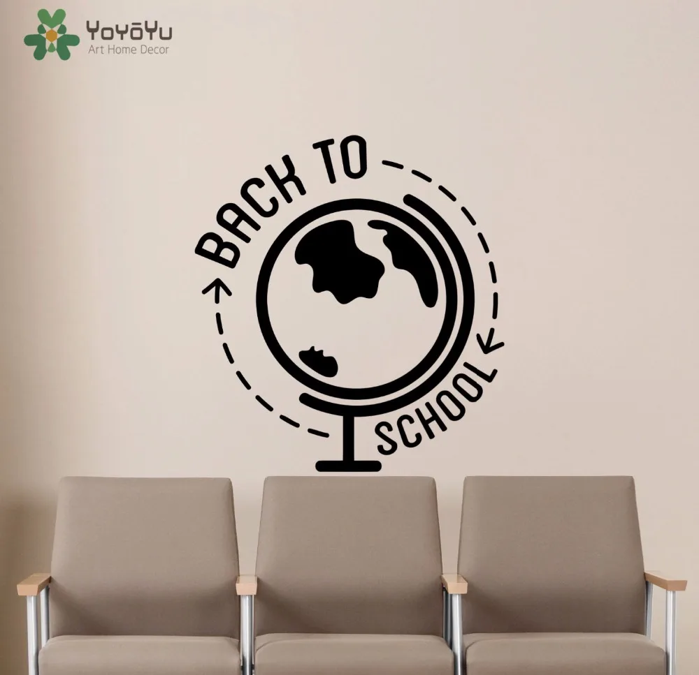 YOYOYU Wandtattoo Globus Muster Zitate Zurück Zu Schule Vinyl Wandaufkleber Für Kinder Schlafzimmer Poster Lösbaren Tapeten
