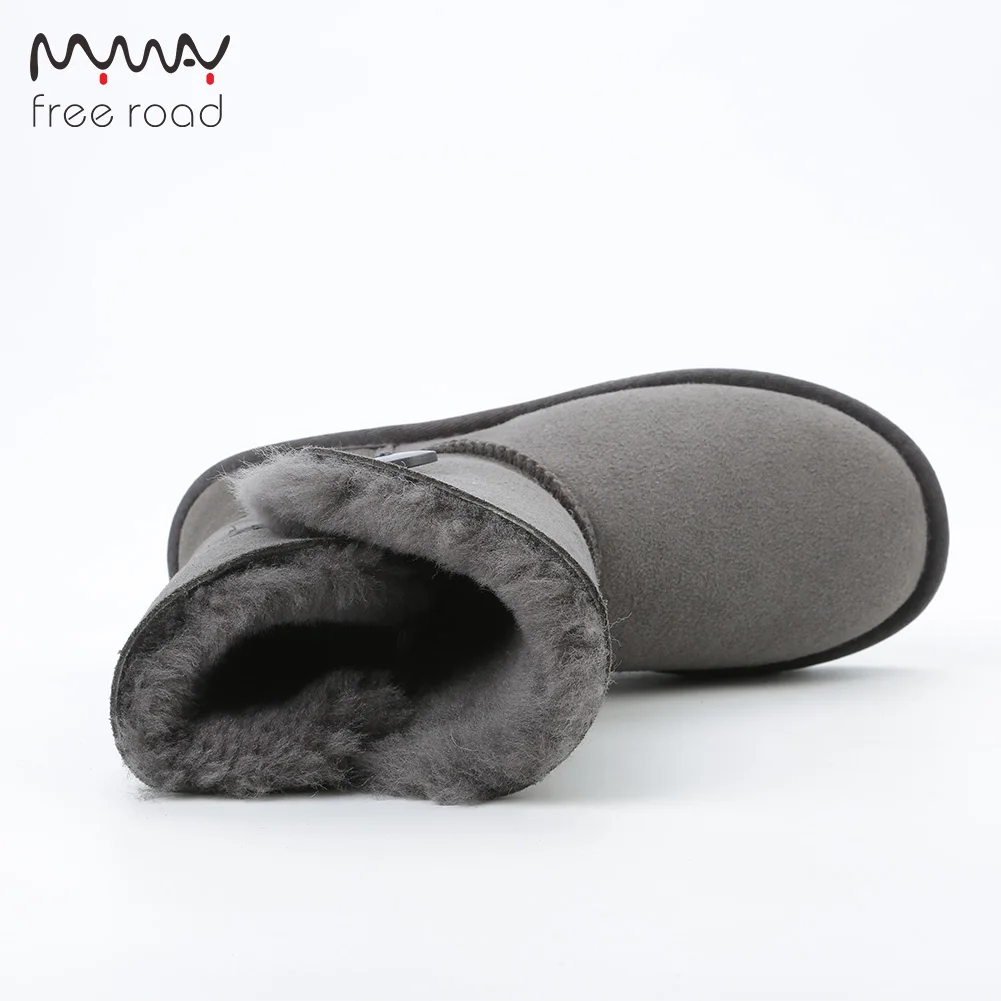 Gris Neige Occasionnels En Réel De Bottes Moutons Fourrure Peau D'hiver mollet chestnut Mi Black Mouton Pour grey Chaussures Bordée Femmes À Classique Court chocolate Noir IqTw8RxnZ