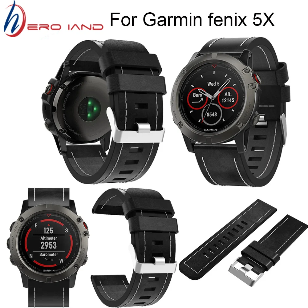 

Leather Easy fit Watch Strap quick Release Bracelet Belt 26MM For Garmin Fenix 3/ Fenix 5X 5X Plus Smart Watch band wristband