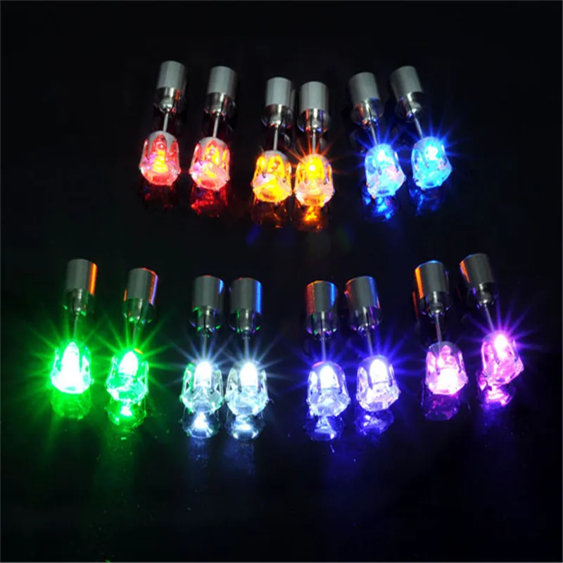 

PiercingJ wholesale 10pcs / 20pcs 16G light Led Earrings Light Up colorful Glowing Studs Ear Ring Drop Crystal Dance Party Gift