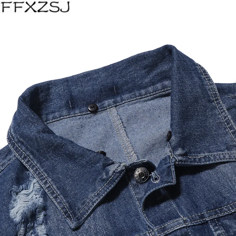 FFXZSJ бренд 2019 мужская одежда jaqueta masculina осень зима рубашка ВИНТАЖНАЯ ДЖИНСОВАЯ