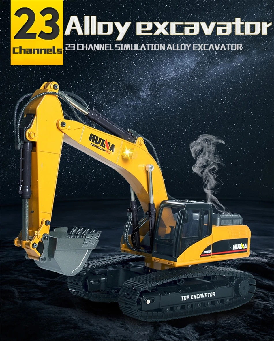 1:14 HUINA 580 Big RC Excavator Full Alloy Truck 23CH 2.4G Remote Control Car Digger CaterpillarEngineering vehicle Toy for Boys 3