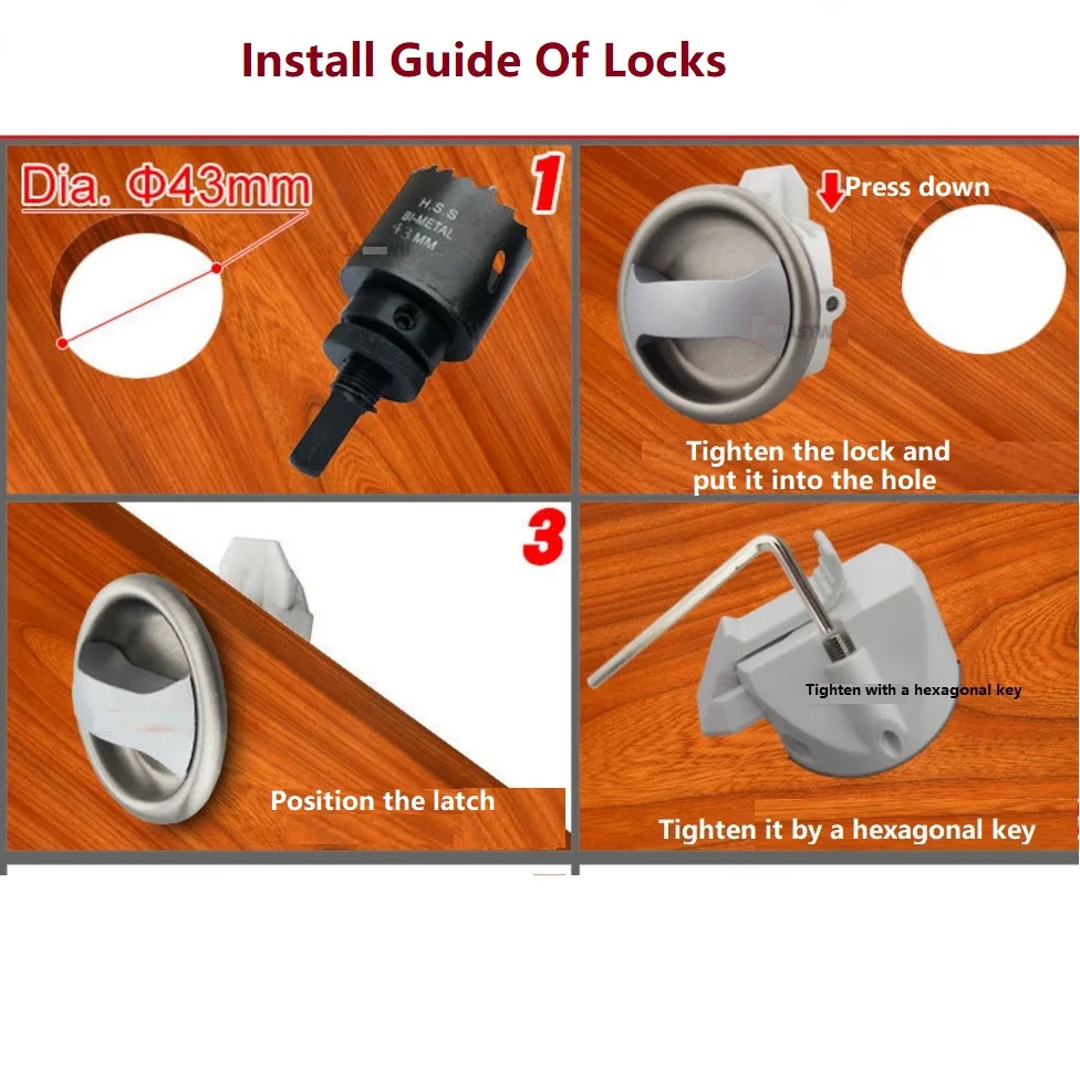 Embedded Mini Round Door Lock for Caravan Motorhome Camping Trailer Cabinet Drawer Counter RV Camping Car Accessories