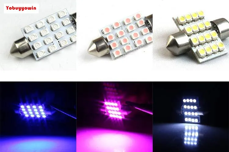 10 шт. Бесплатная доставка 3528 белый 41 42 мм 16 SMD светодиодная Автомобильная гирлянда