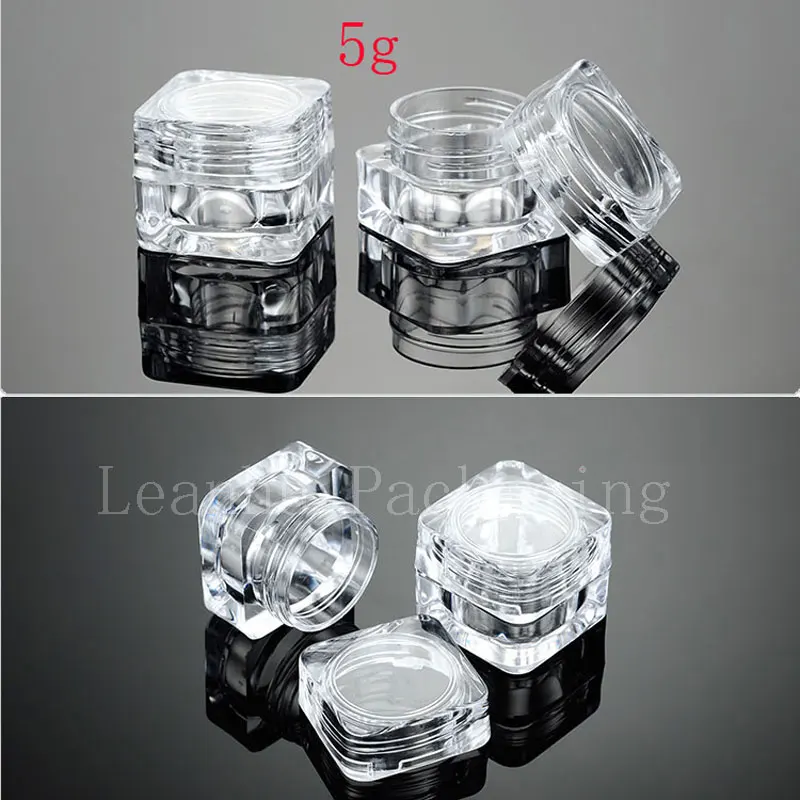 5g empty square acrylic clear cream cosmetic containers jars lip balm ...