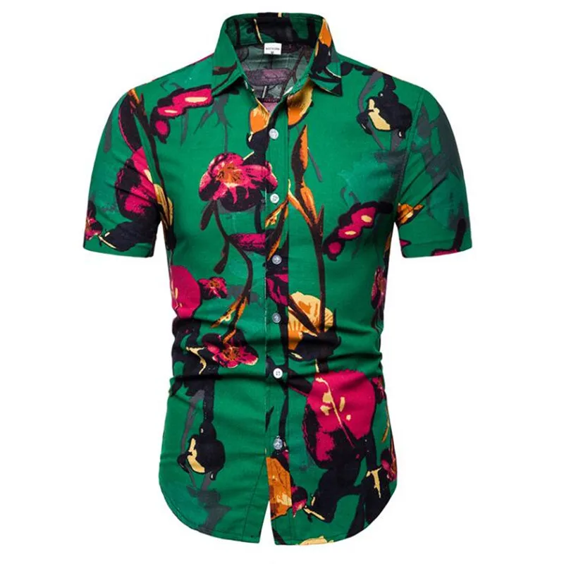 Mens Hawaiian Shirt Male Casual Camisa Masculina Printed