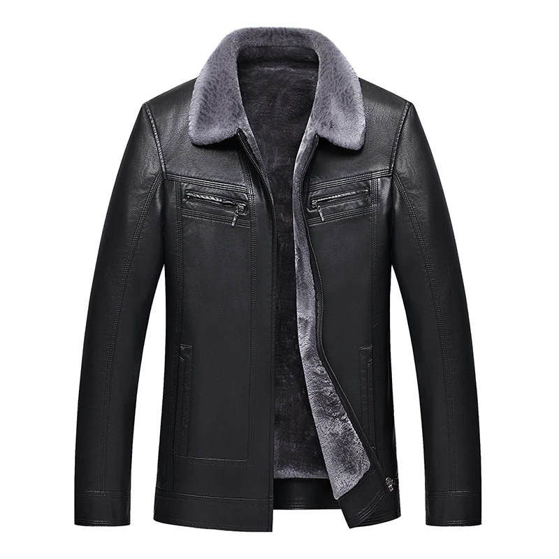 

2019 Men Leather Jacket Faux Sheepskin Jacket Winter Leather Coat Lambskin Jacket Men Sheep Shearing Biker Jacket Leather Men