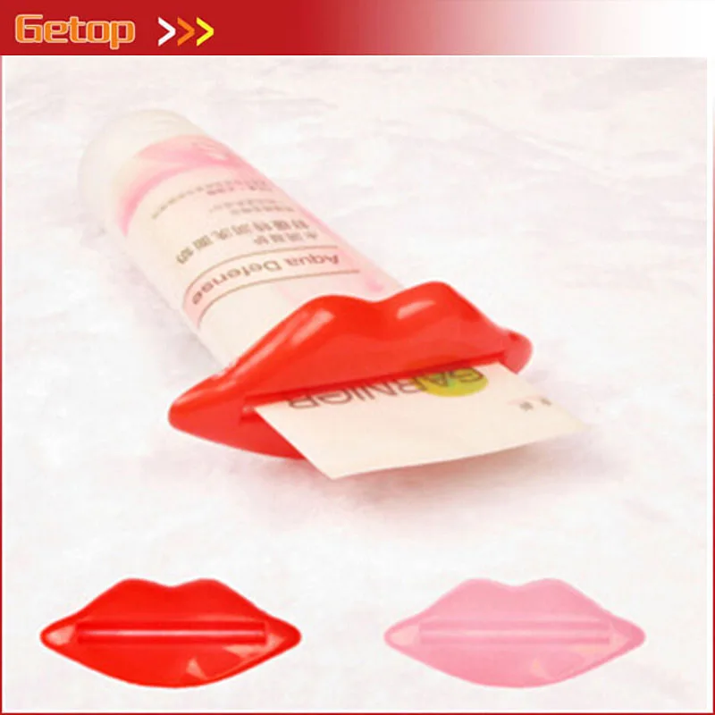 

2 pieces/lot Red/Pink Sexy Lip Kiss Toothpaste Dispenser Cute Multifunction Bathroom Tube Squeezer Extrusion