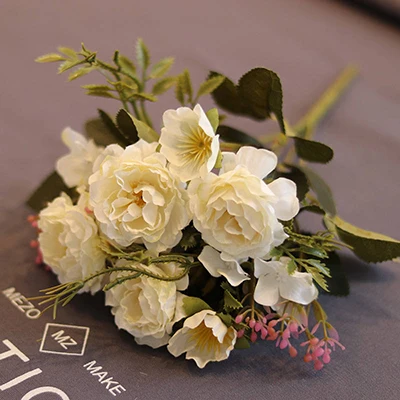 10 пионов искусственные цветы букет пластиковый Шелковый цветок домашний стол свадебные принадлежности Цветочная композиция для вазы - Цвет: 5