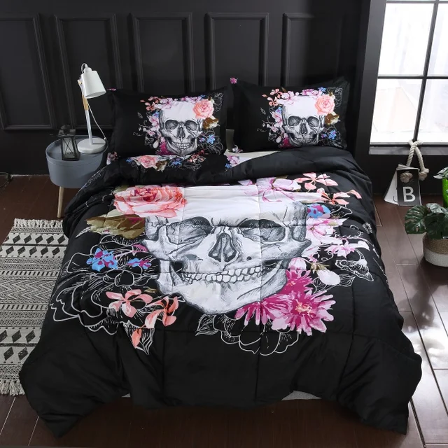 Juego de edredones finos con calavera de azúcar, edredón con funda de almohada, de terror para el hogar, 200x230cm, 230x230cm|Juegos de ropa de cama| - AliExpress