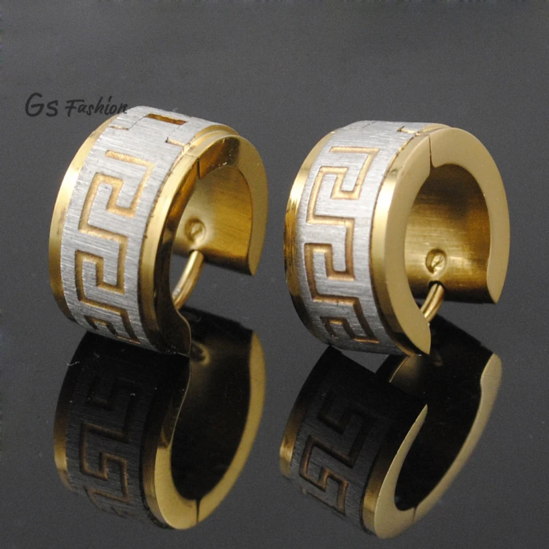 Dolaime Stainless Steel Earrings Stud Penntes Brincos Jewelry Dolaime Stainless Steel Earrings Stud Penntes Brincos Jewelry 2017 Round Greek Key Women Or Men