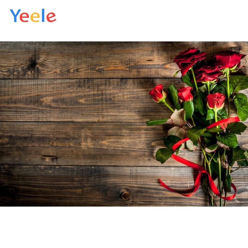 

Yeele Rose Bouquet Brown Wooden Board Texture Plank Product Show Photography Backgrounds Photographic Backdrops For Photo Studio