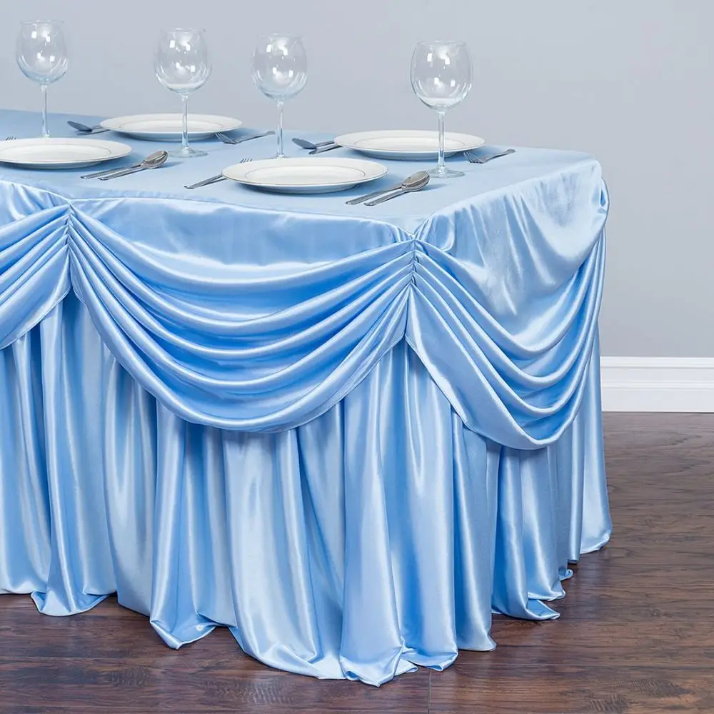 Gratis Verzending Ijs Zijde Volant Tafel Rok Kleurrijke Tafel Skirtting met Swag Geplooide Ruches Tafel Rok voor Bruiloft Decor Gratis Verzending Ijs Zijde Volant Tafel Rok Kleurrijke Tafel Skirtting met Swag Geplooide Ruches Tafel Rok voor Bruiloft Decor