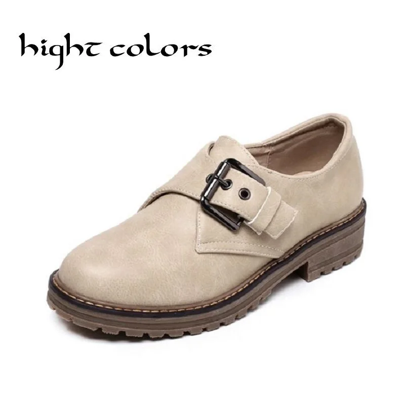 

Vintage Pu Leather Hasp Round Toe Slip-on Women Oxfords Fashion England Style Flat Oxfords For Women Students Casual Flat Shoes