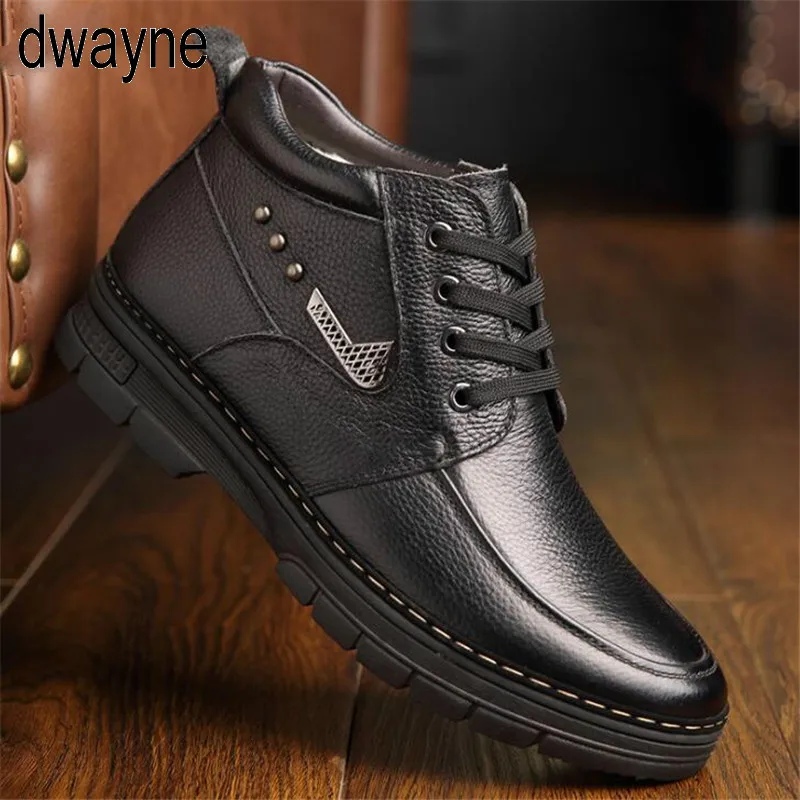 Beste 2018 Winter nieuwe mannen koe lederen plus fluwelen warme snowboots comfortabele anti slip Lace up ronde hoofd mannen laarzen