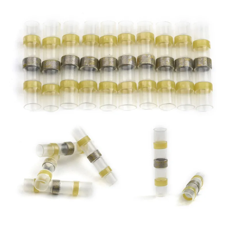 

Yellow 4mm2 Electrical Waterproof Solder Sleeve Tube Heat Shrink Connectors 10PCS Insulated Wire Cable Welding Seal Terminal Kit