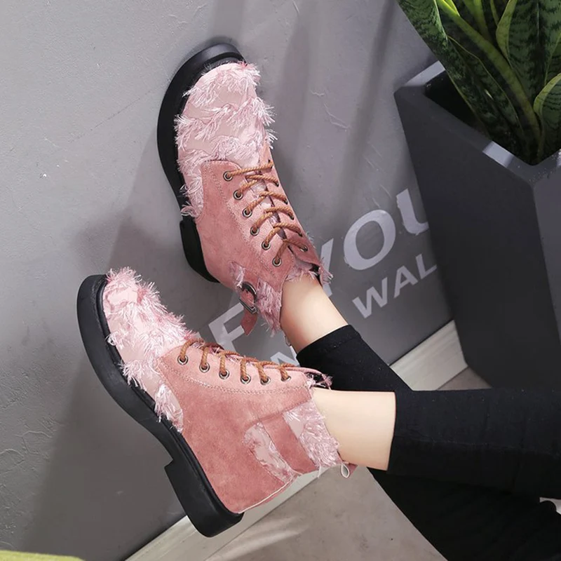 Tangnest/Новые ботильоны женские ботинки модная зимняя обувь на платформе шнуровке