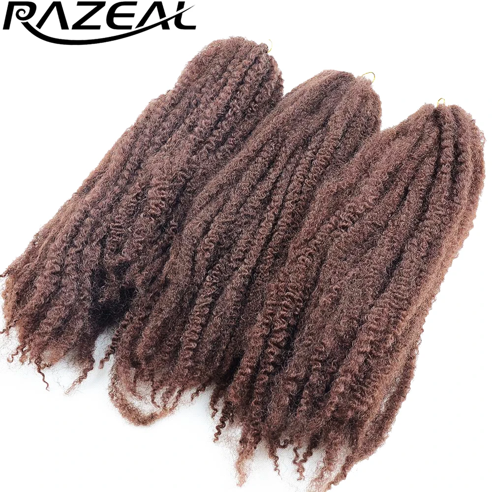 Trança de Fibra de Alta 6 Pacote Razeal Afro Kinky Torção Crochet Cabelo Ombre Trança Marley Sintético Cabelo Temperatura