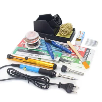 

Blue 60W EU/US 220V Electric Adjustable Temperature Welding Solder Soldering Iron Welding Tool with+ gift