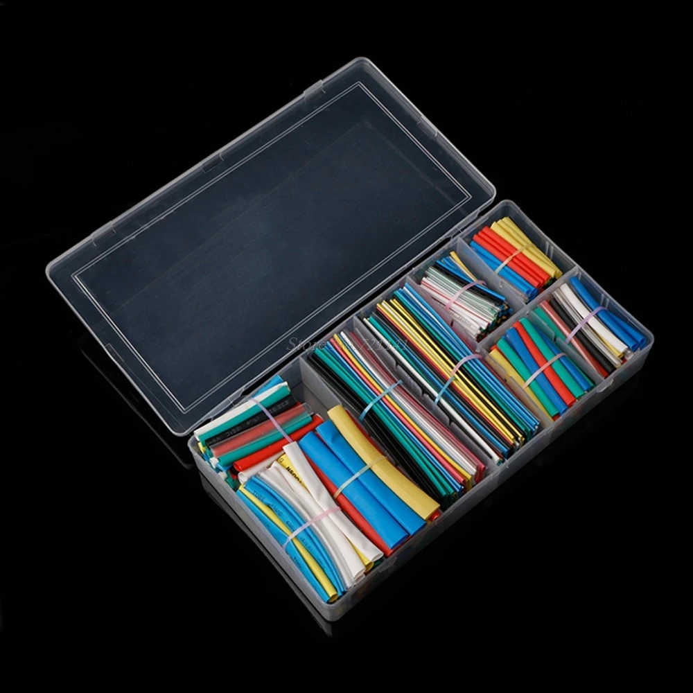 

385 Pcs 2:1 Polyolefin Heat Shrink Tubing Tube Sleeve Wrap Wire Set 9 Size DIY Insulation Materials