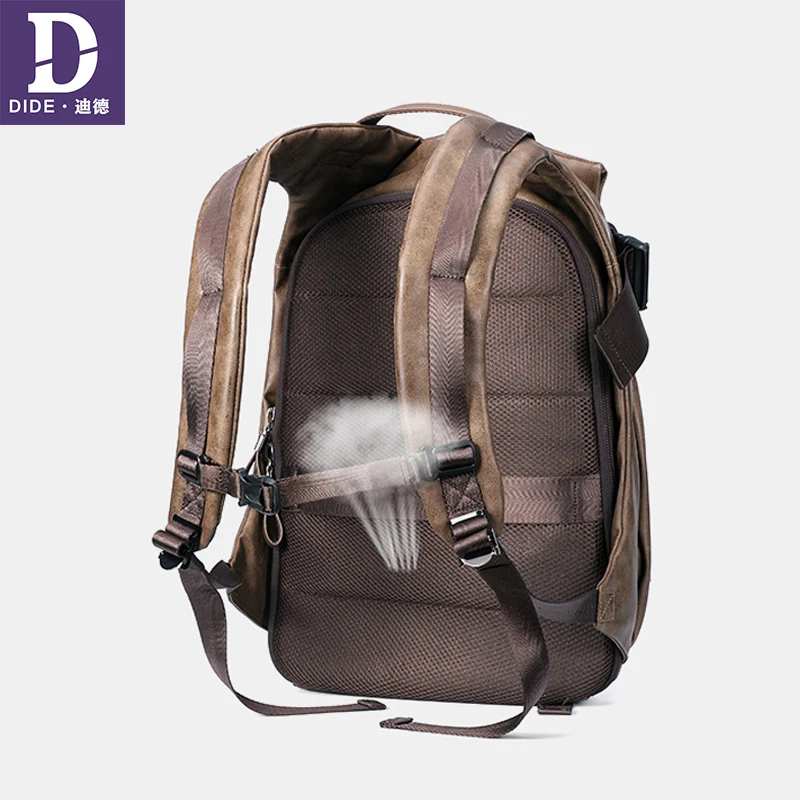 DIDE 2019 Vintage men's backpacks 14&15 inch USB charging backpack Laptop school bag Male travel bags bagpack Leather Waterproof