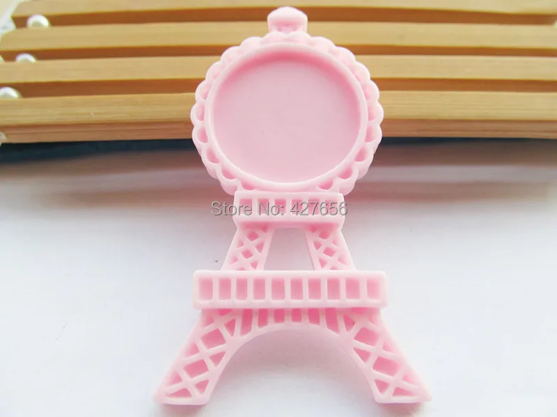 

30pcs Pink Flatback Resin Tower Charm Finding,Base Setting Tray Bezel,for 25mm Cabochon/Cameo