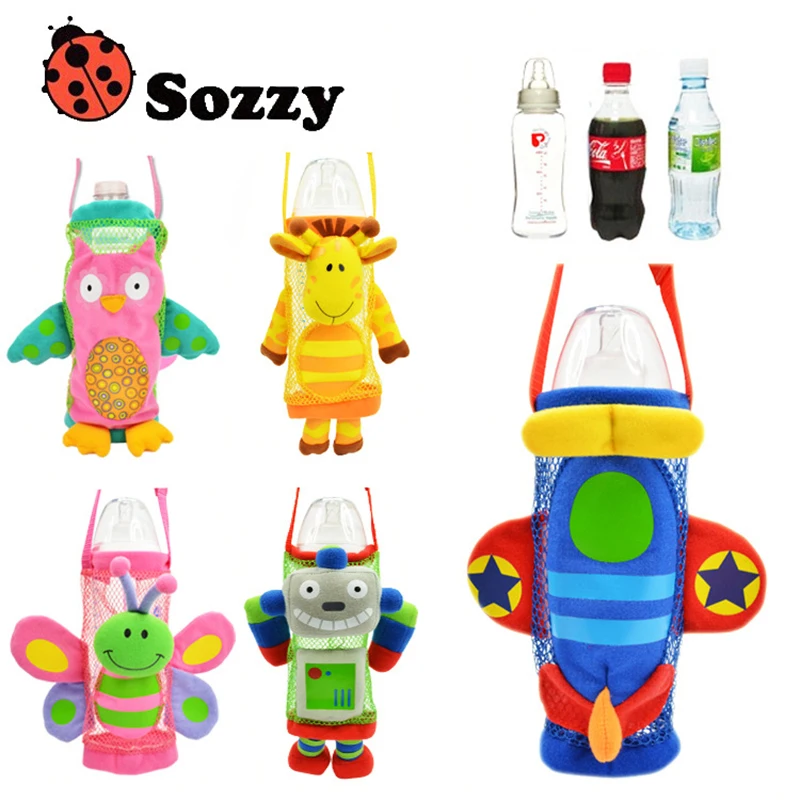 Детские игрушки животных мультфильм бутылки чашки детская чашка комплекты крышка может быть назад материала плюша лямки термоусадочная