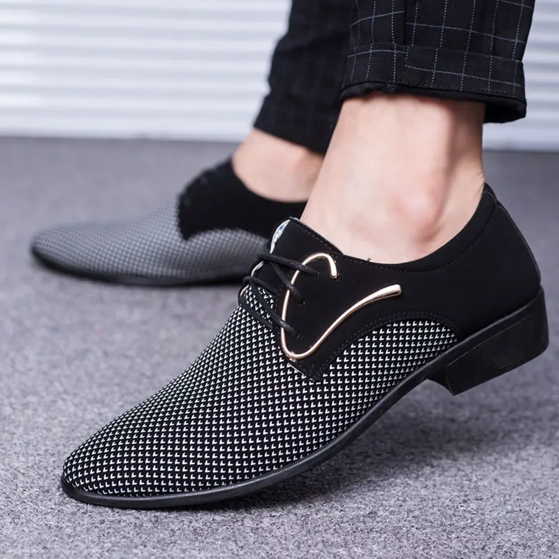 

Mazefeng 2018 New Summer Men Dress Shoes Wear-resisting Men Leather Shoes British Style Male Business Shoes Lace-Up Pointed Toe
