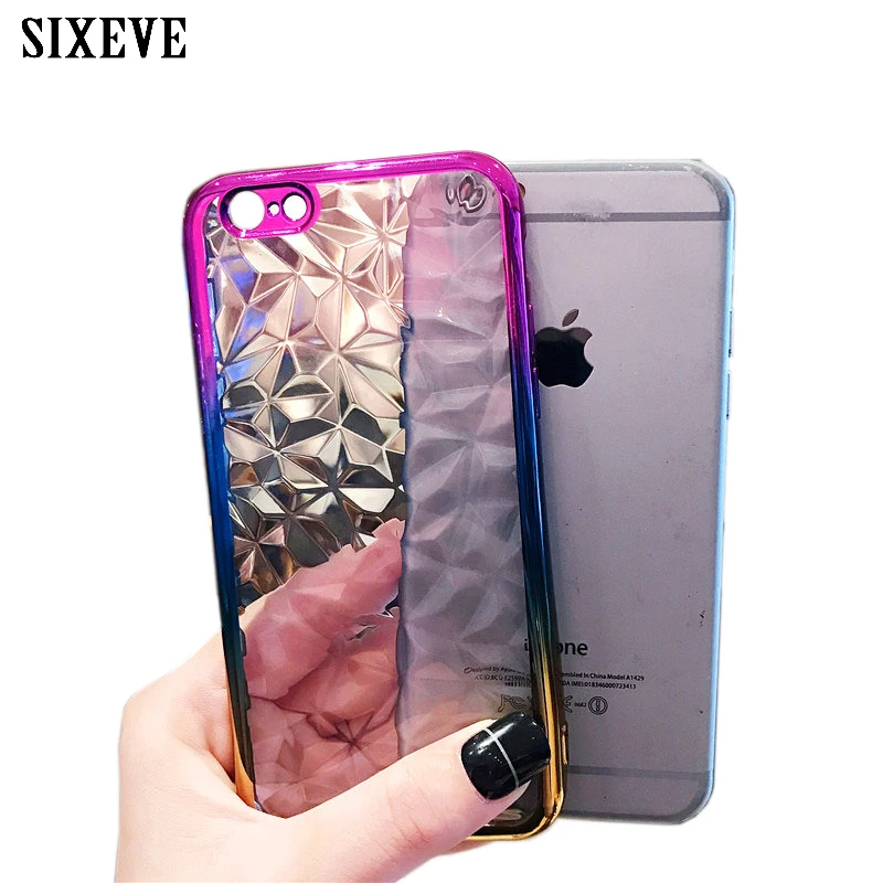 

New 3D Diamond TPU Case For iPhone XR Xs Max X 10 6s 6 s 7 8 Plus 6Plus 6sPlus 7Plus 8Plus Plating Silicone Soft Gradient Cover
